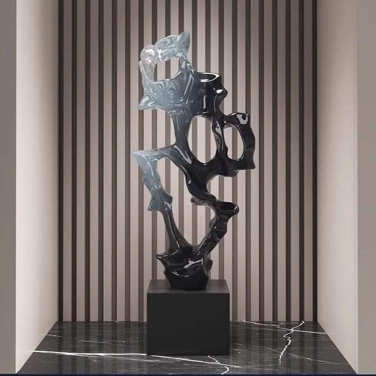 Abstract Geometric Resin Sculpture – Contemporary Artistic Home Décor - Exquisite Ornaments - 21 x 11.5 x 43 cm -