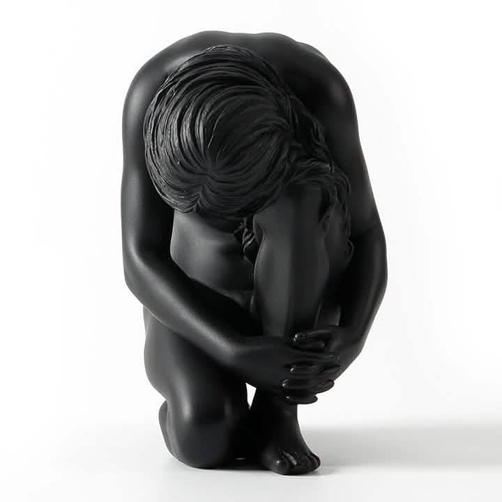Abstract Kneeling Woman Sculpture – Modern Black Resin Figurine for Elegant Home & Contemporary Art Décor - Black -