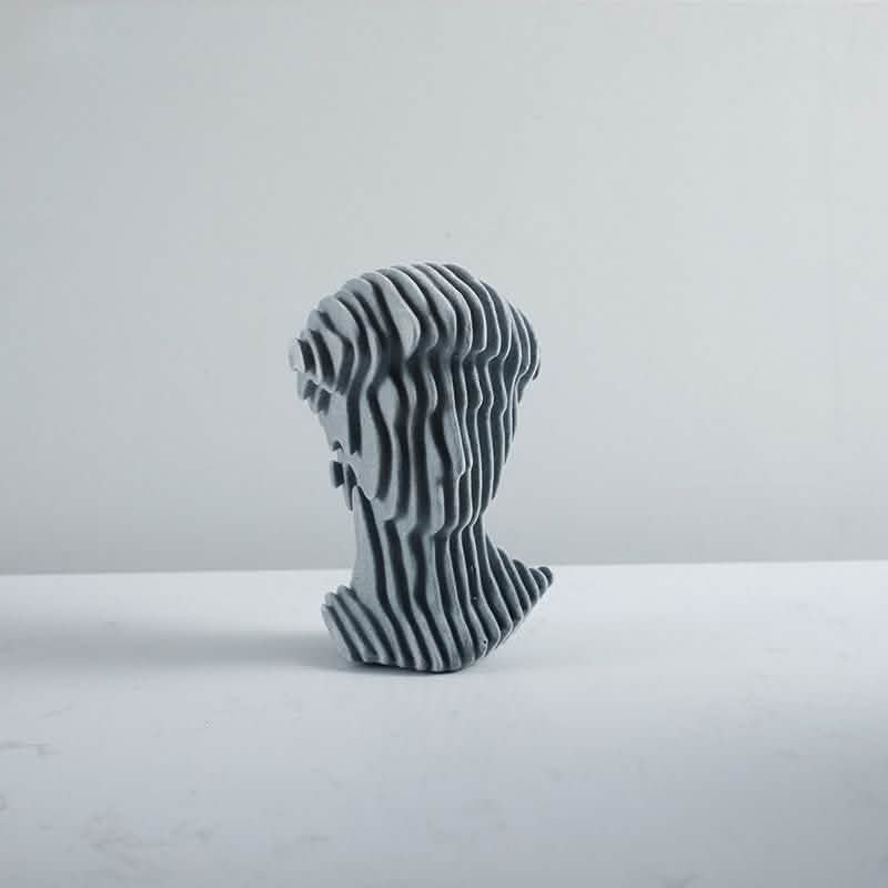 Abstract Layered Bust Sculpture Set – Modern Grey Resin Head Statues for Contemporary Home & Office Décor - Small -