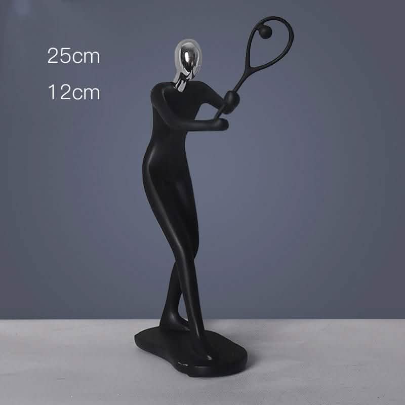 Abstract Minimalist Figurines – Modern Resin Sculptures for Home Décor - Tennis Pose -