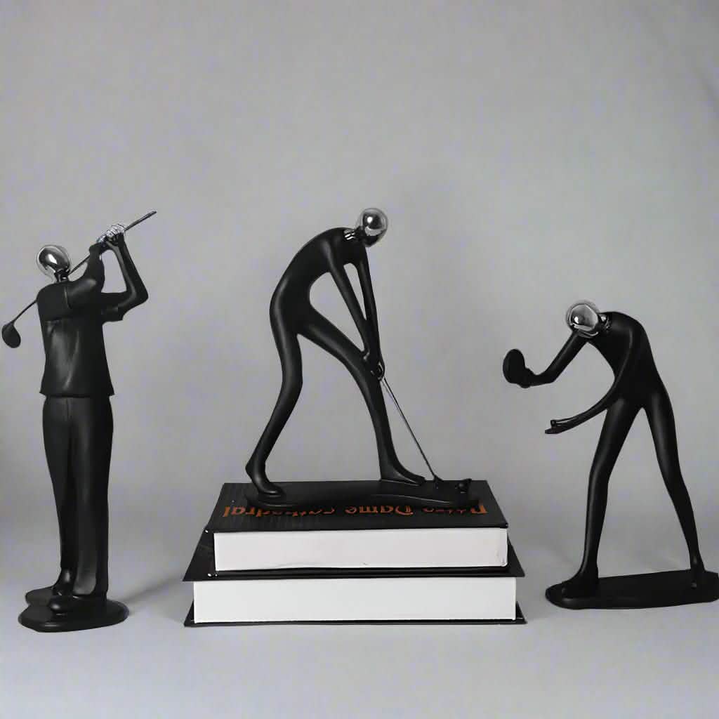 Abstract Minimalist Figurines – Modern Resin Sculptures for Home Décor - Golf Pose -