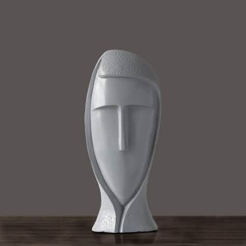 Abstract Modern Character Resin Sculptures – Minimalist Home Décor Figures - Gray Medium -