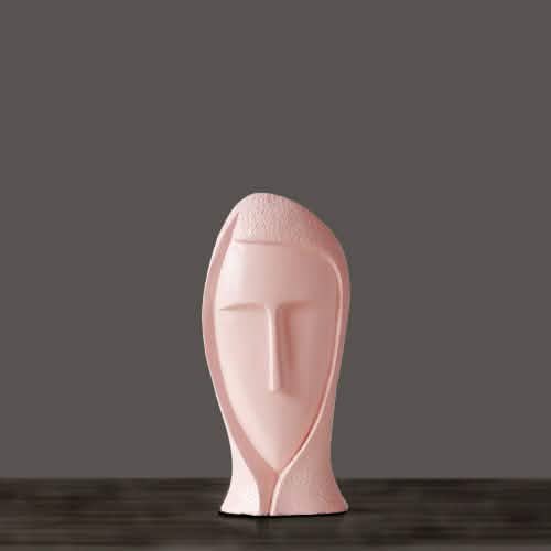 Abstract Modern Character Resin Sculptures – Minimalist Home Décor Figures - Pink Small -