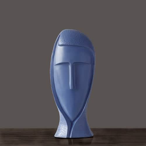 Abstract Modern Character Resin Sculptures – Minimalist Home Décor Figures - Dark Blue Medium -