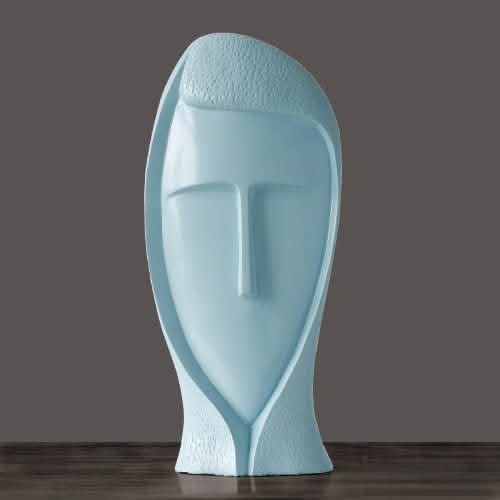 Abstract Modern Character Resin Sculptures – Minimalist Home Décor Figures - Blue Large -