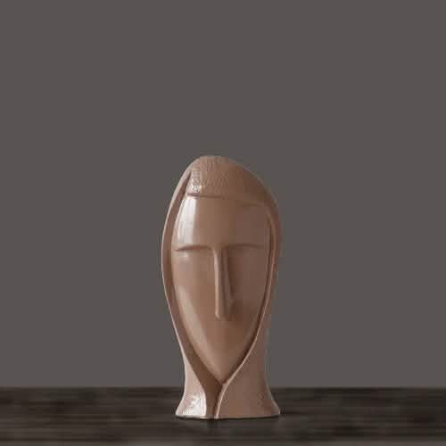 Abstract Modern Character Resin Sculptures – Minimalist Home Décor Figures - Brown trumpet -