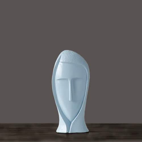 Abstract Modern Character Resin Sculptures – Minimalist Home Décor Figures - Blue trumpet -