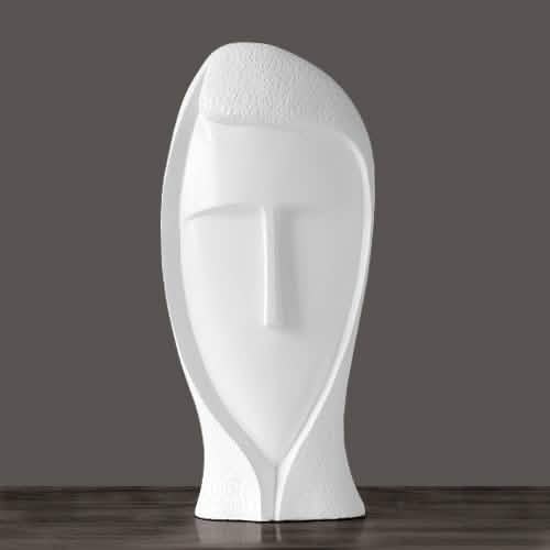 Abstract Modern Character Resin Sculptures – Minimalist Home Décor Figures - White Large -