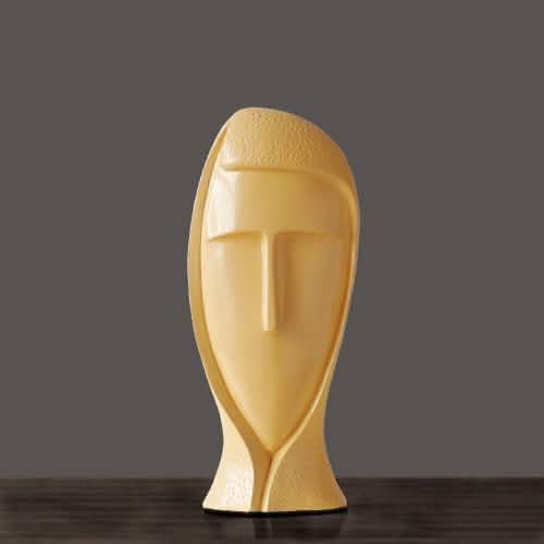 Abstract Modern Character Resin Sculptures – Minimalist Home Décor Figures - Yellow Medium -
