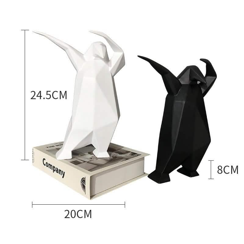 Abstract Penguin Sculpture – Modern Resin Art Home Décor - White 20X8x24.5cm -