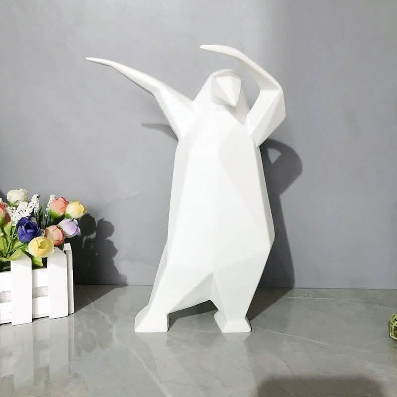 Abstract Penguin Sculpture – Modern Resin Art Home Décor - White 20X8x24.5cm -