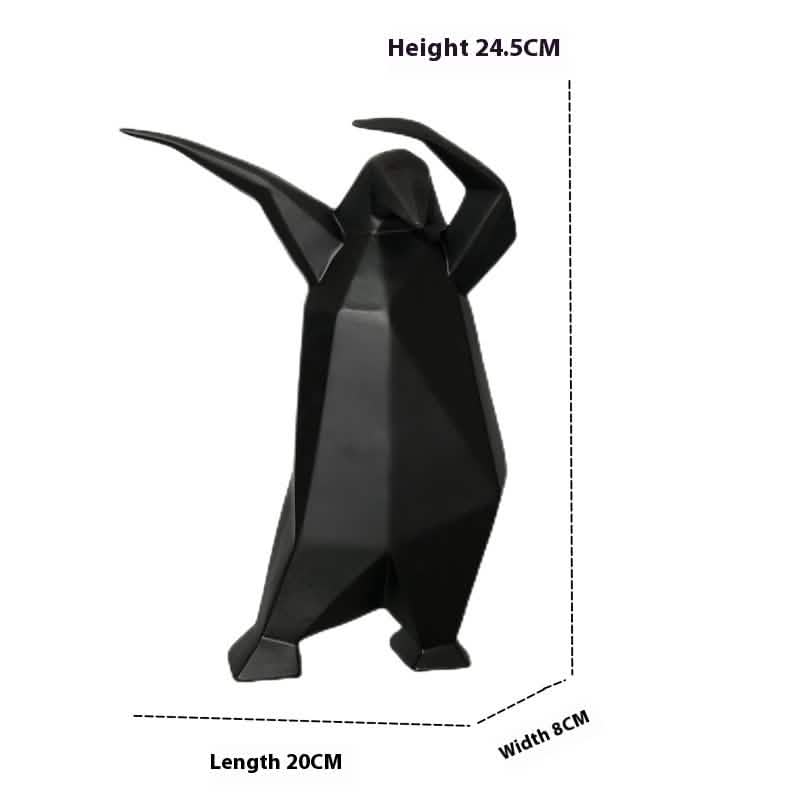 Abstract Penguin Sculpture – Modern Resin Art Home Décor - Black 20X8x24.5cm -