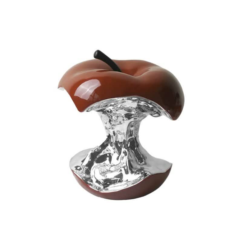 Abstract Resin Apple Sculpture – Modern Electroplated Art Ornament - Black Large -