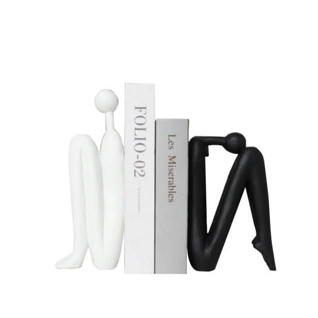 Abstract Resin Bookend Sculptures – Modern Minimalist Character Ornaments - The Thinker – Head Down (Type A) -