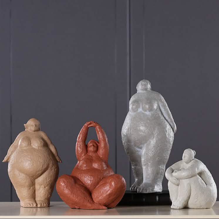 Abstract Resin Figurine Sculpture – Minimalist Modern Body Art Décor - Stone Grey Figurine -