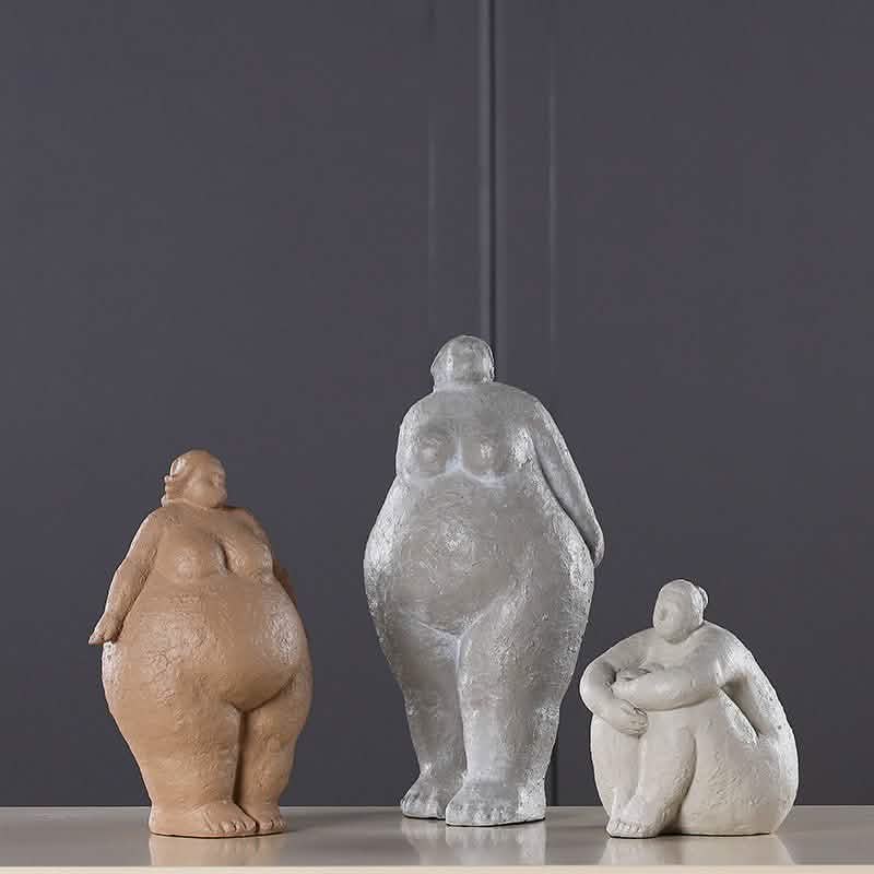 Abstract Resin Figurine Sculpture – Minimalist Modern Body Art Décor - Stone Grey Figurine -