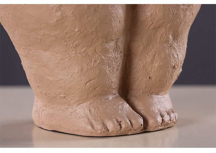 Abstract Resin Figurine Sculpture – Minimalist Modern Body Art Décor - Stone Grey Figurine -