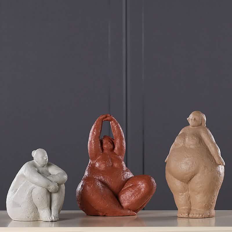 Abstract Resin Figurine Sculpture – Minimalist Modern Body Art Décor - Stone Grey Figurine -