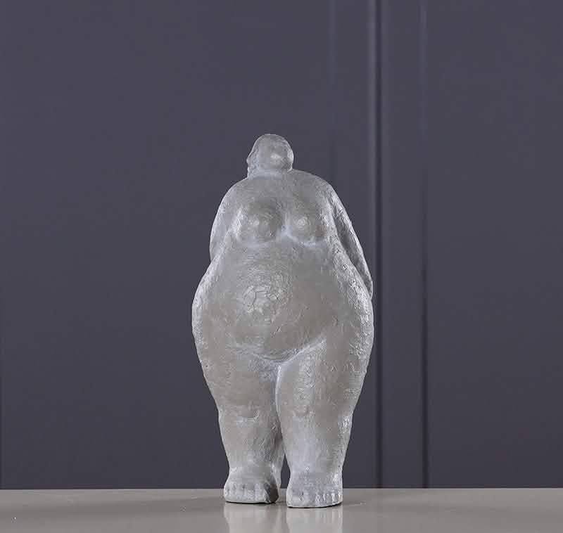 Abstract Resin Figurine Sculpture – Minimalist Modern Body Art Décor - Stone Grey Figurine -