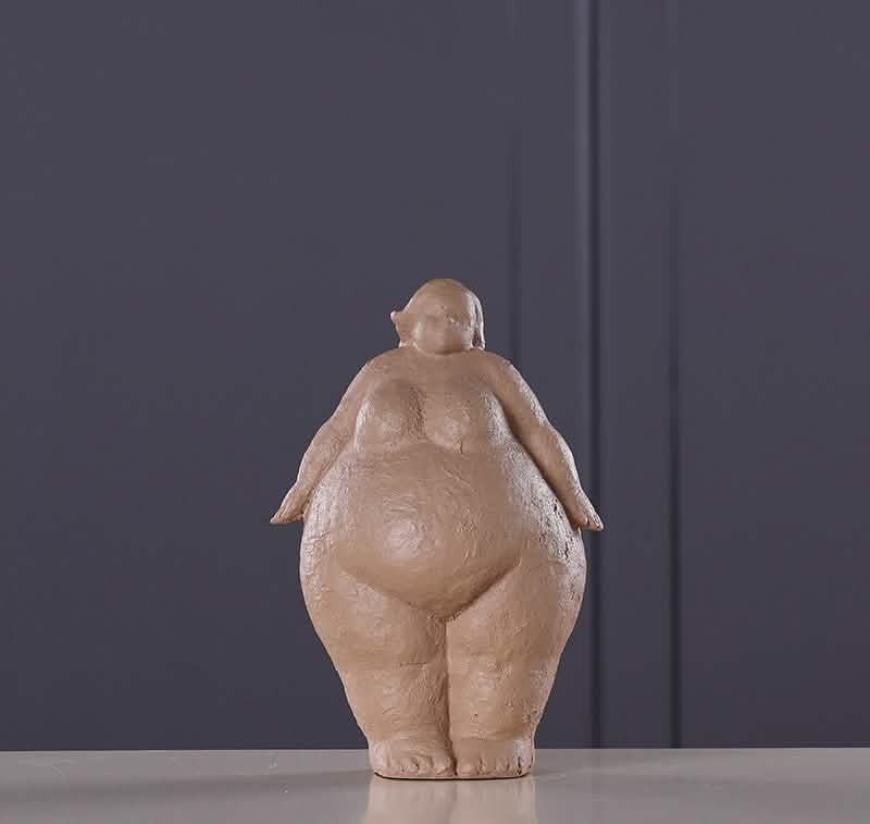 Abstract Resin Figurine Sculpture – Minimalist Modern Body Art Décor - Sand Beige Figurine -