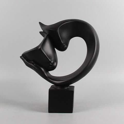 Abstract Resin Sculpture – Modern Minimalist Home Décor Ornament - Black -