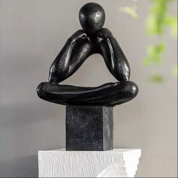 Abstract Resin Sculpture – Modern Minimalist Meditative Figurine - White -