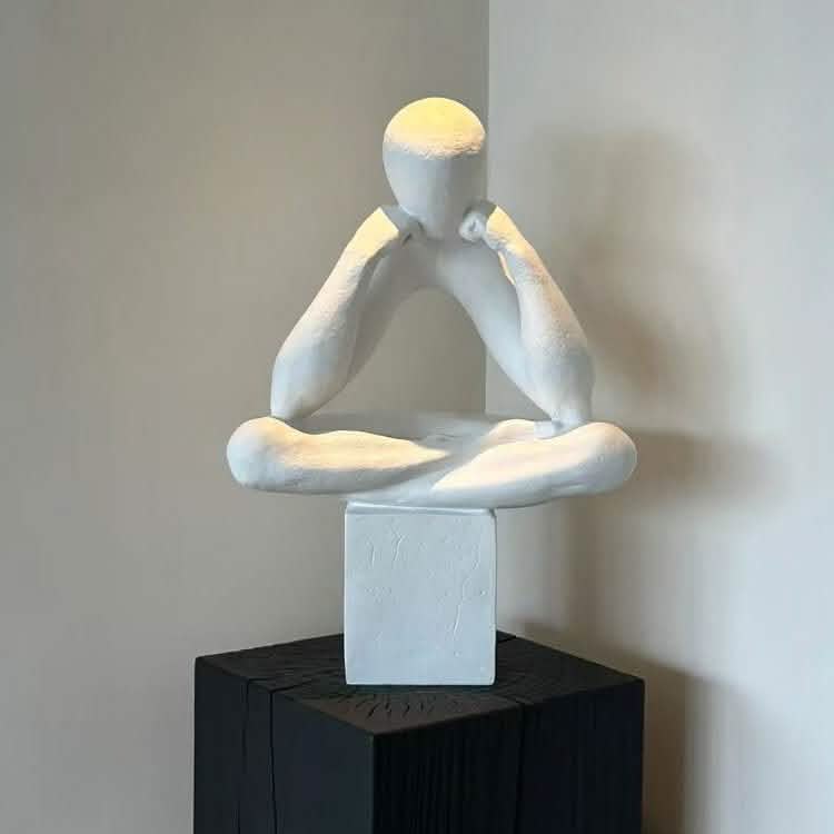 Abstract Resin Sculpture – Modern Minimalist Meditative Figurine - White -
