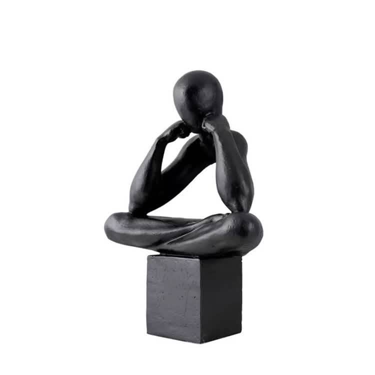 Abstract Resin Sculpture – Modern Minimalist Meditative Figurine - Black -