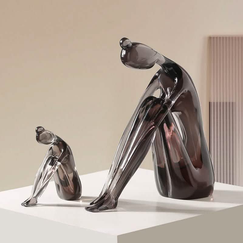 Abstract Resin Yoga Girl Sculptures – Modern Meditative Home Décor - Large -