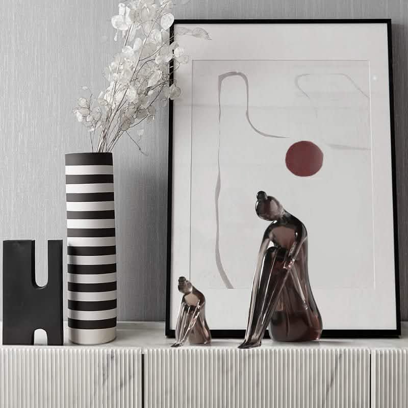 Abstract Resin Yoga Girl Sculptures – Modern Meditative Home Décor - Large -