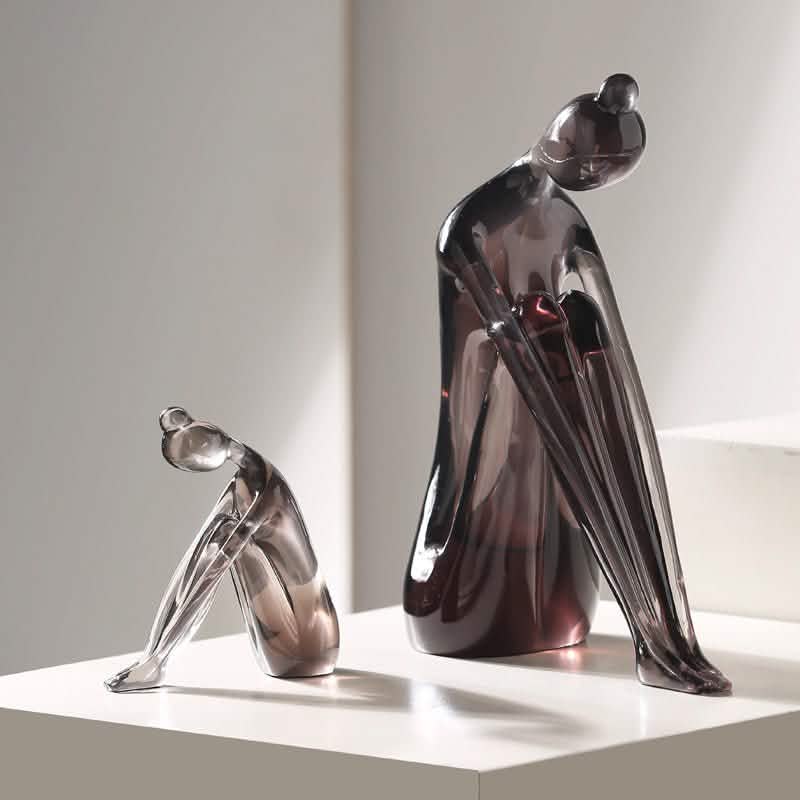 Abstract Resin Yoga Girl Sculptures – Modern Meditative Home Décor - Large -