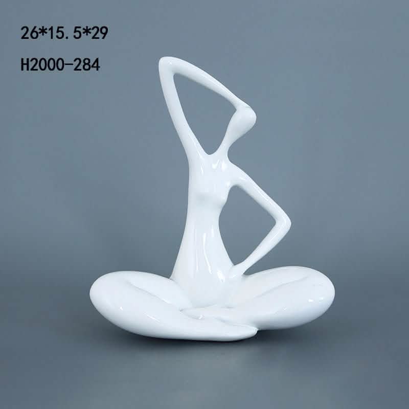 Abstract Sitting Character Resin Sculptures – Modern Minimalist Ornaments (Black, White, Red) - White Reclining -