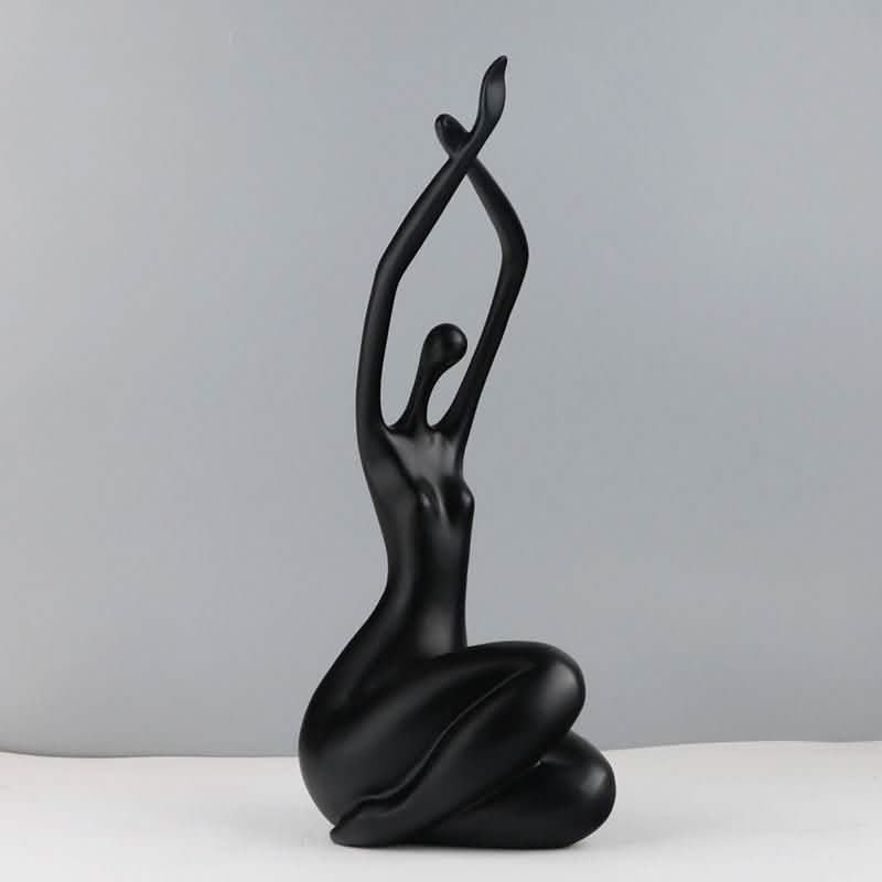 Abstract Sitting Character Resin Sculptures – Modern Minimalist Ornaments (Black, White, Red) - Black Stretch -