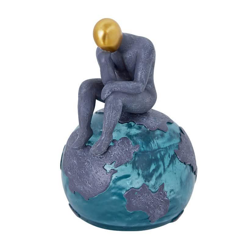 Abstract Thinker Sculpture – Modern Resin Character Art - B - 21 x 6 x 22.5 cm -