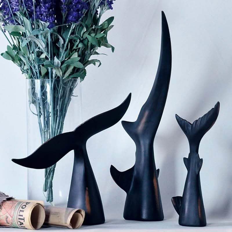 Abstract Whale Tail Resin Sculptures – Modern Ocean - Inspired Home Décor Ornaments - Rising Wave Tail -