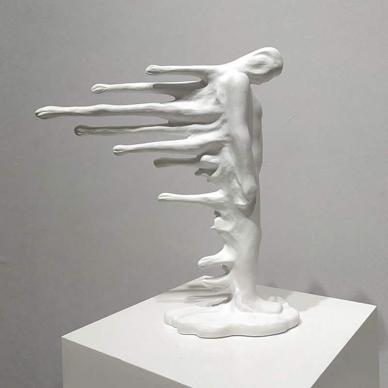 Abstract Wind Walker Sculpture – Modern Resin Art Décor | Walker Figure Sculpture Decoration - White -