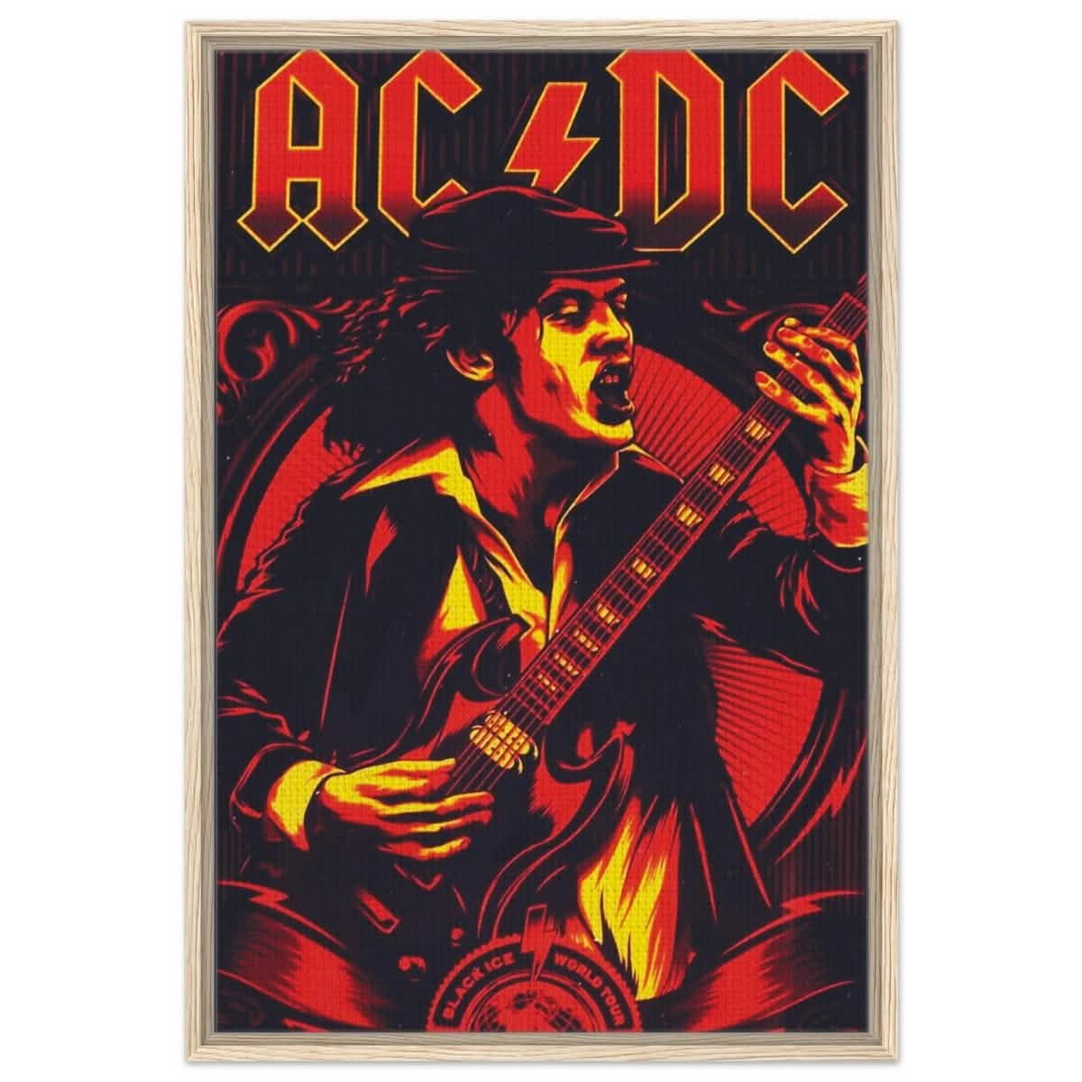 AC/DC – Black Ice World Tour Tribute Artwork - 60x90 cm / 24x36″ - Framed Canvas - Wood frame