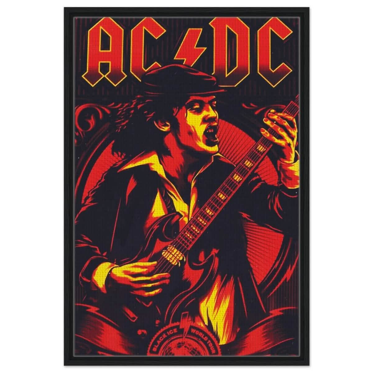 AC/DC – Black Ice World Tour Tribute Artwork - 60x90 cm / 24x36″ - Framed Canvas - Black frame