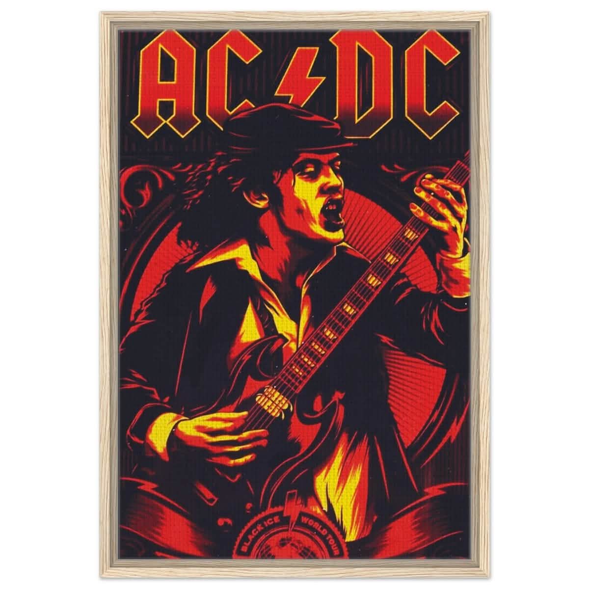 AC/DC – Black Ice World Tour Tribute Artwork - 50x75 cm / 20x30″ - Framed Canvas - Wood frame