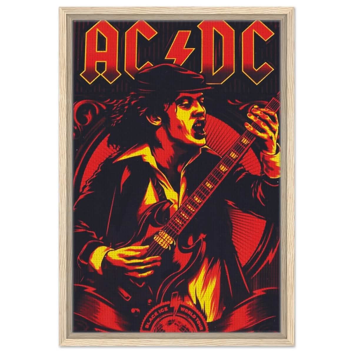 AC/DC – Black Ice World Tour Tribute Artwork - 40x60 cm / 16x24″ - Framed Canvas - Wood frame