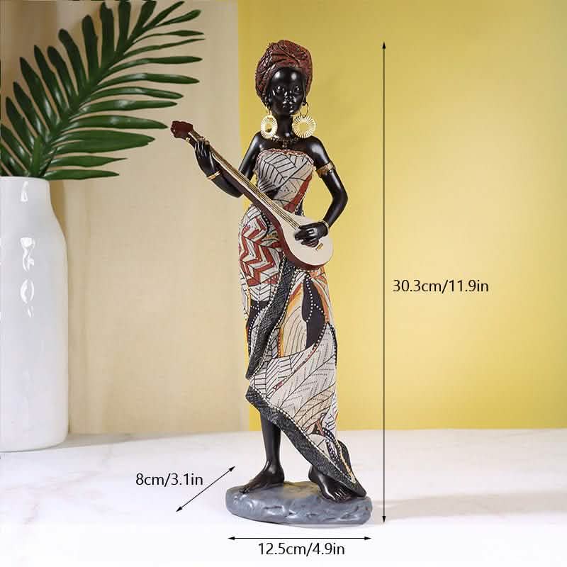 African Heritage Resin Sculpture – Retro Handcrafted Figurines - Standing Grace Figurine -