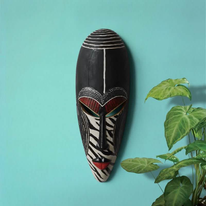African Resin Wall Mask Décor – Handcrafted Tribal Style Ornaments - A -
