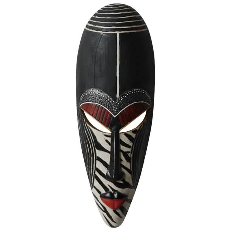 African Resin Wall Mask Décor – Handcrafted Tribal Style Ornaments - A -