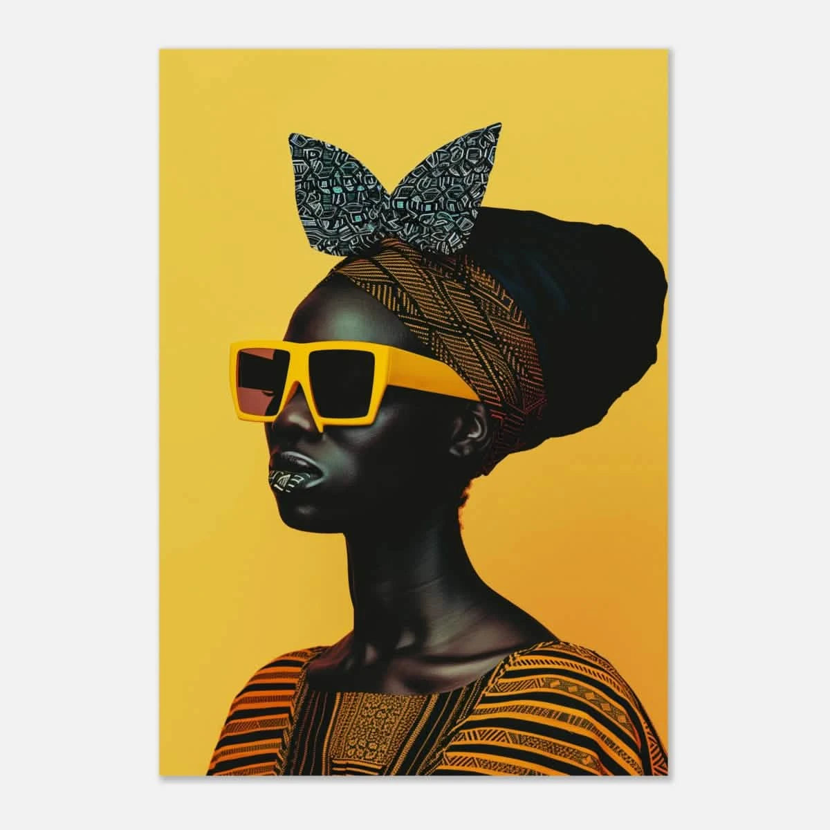 AfroFuturist Muse – Bold Afrocentric Portrait Wall Art Print - Aluminum Print - 70x100 cm / 28x40″ -