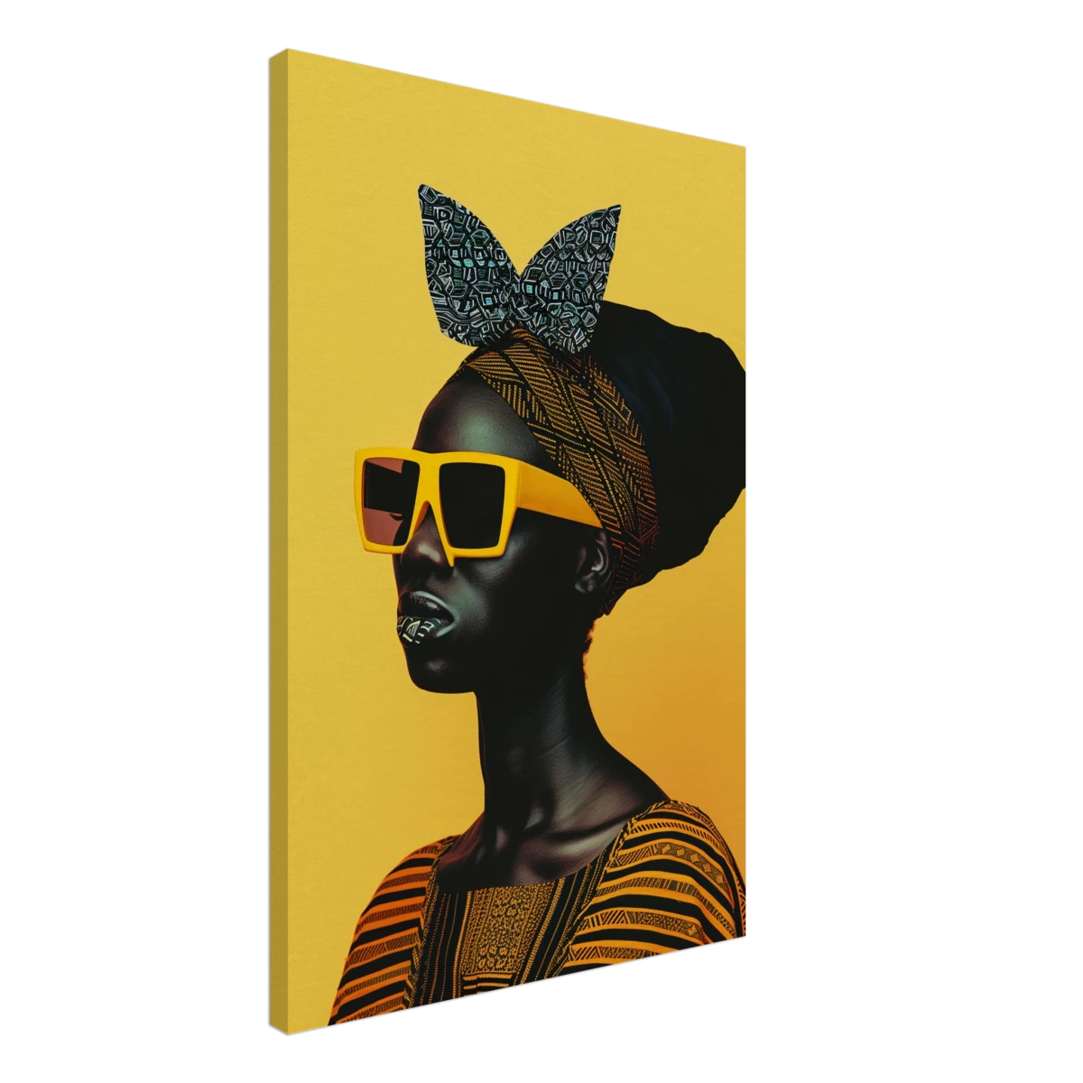 AfroFuturist Muse – Bold Afrocentric Portrait Wall Art Print - Canvas - 50x75 cm / 20x30″ -