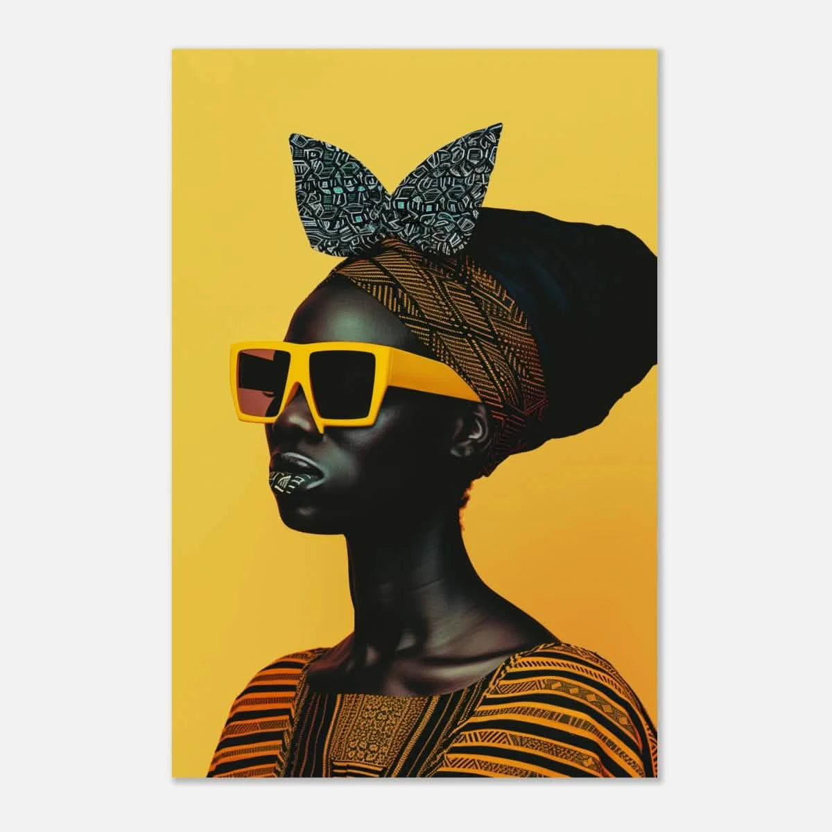AfroFuturist Muse – Bold Afrocentric Portrait Wall Art Print - Aluminum Print - 30x45 cm / 12x18″ -