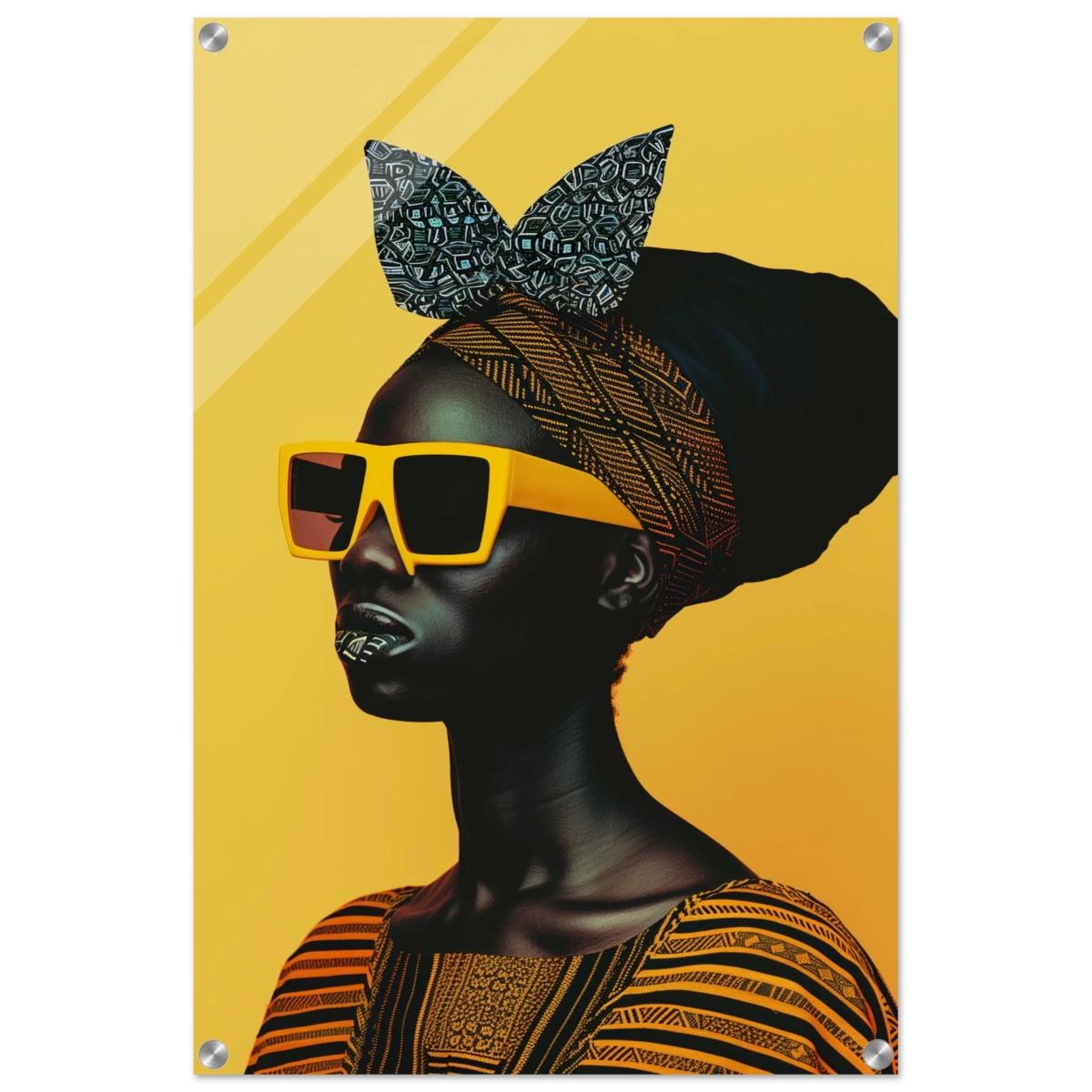 AfroFuturist Muse – Bold Afrocentric Portrait Wall Art Print - Acrylic Print - 50x75 cm / 20x30″ -