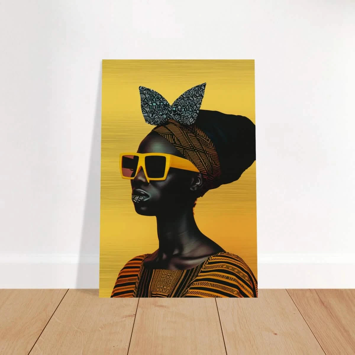 AfroFuturist Muse – Bold Afrocentric Portrait Wall Art Print - Brushed Aluminum Print - 50x75 cm / 20x30″ -