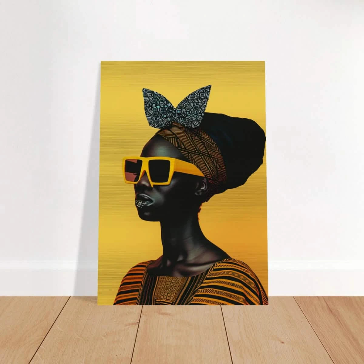 AfroFuturist Muse – Bold Afrocentric Portrait Wall Art Print - Brushed Aluminum Print - 70x100 cm / 28x40″ -