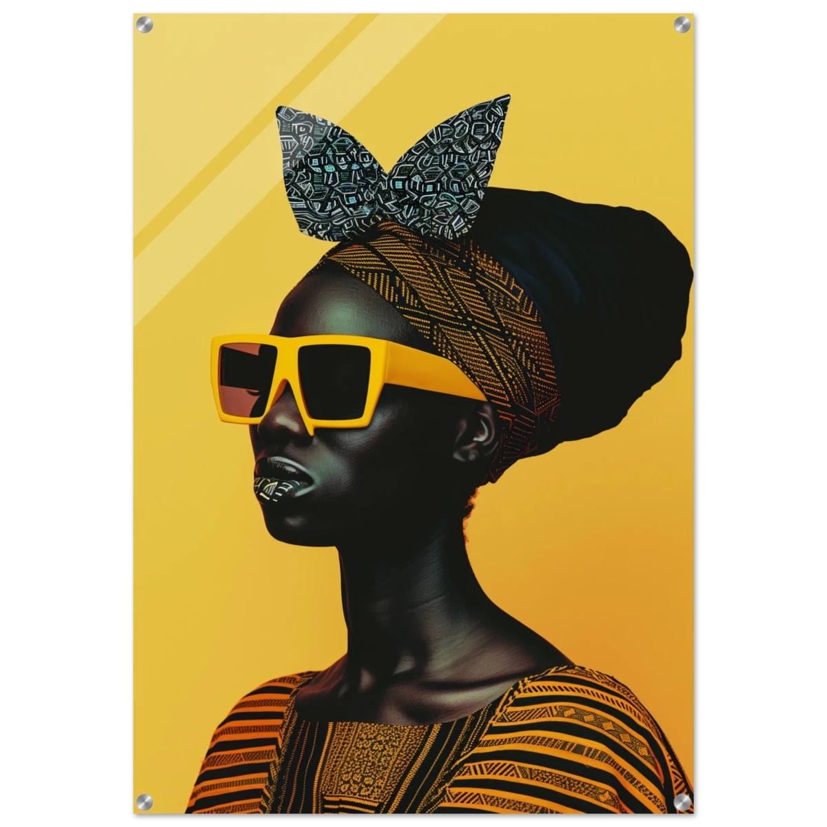 AfroFuturist Muse – Bold Afrocentric Portrait Wall Art Print - Acrylic Print - 70x100 cm / 28x40″ -